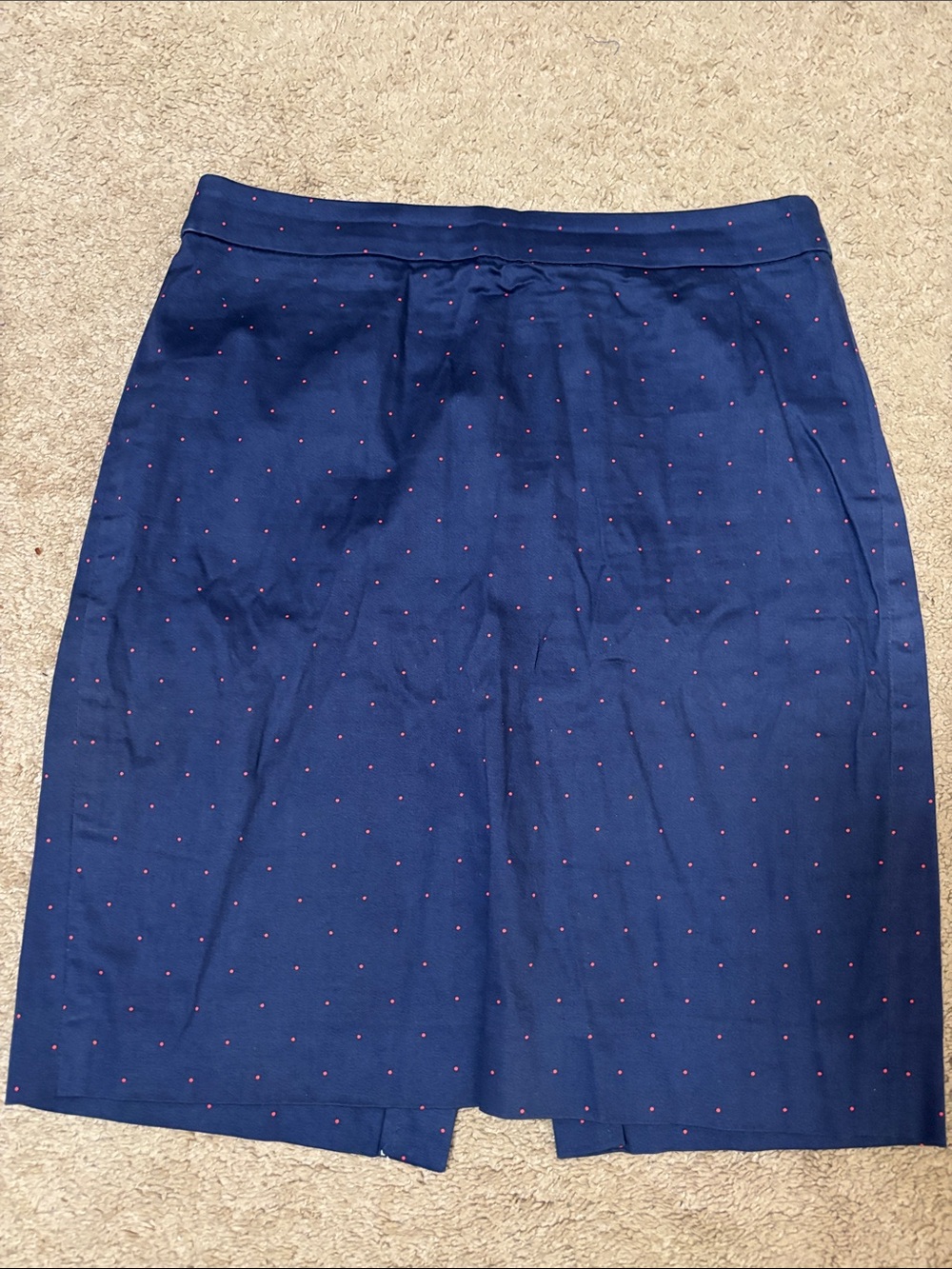 J. Crew Navy Pencil Skirt with Pink Dot Detail